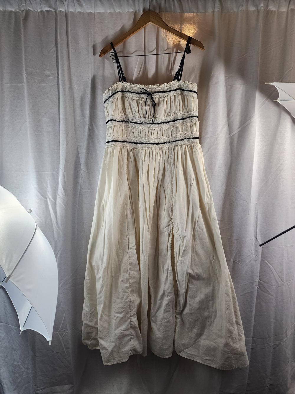 Lucky Brand Cream Maxi Dress with Black Trim XL